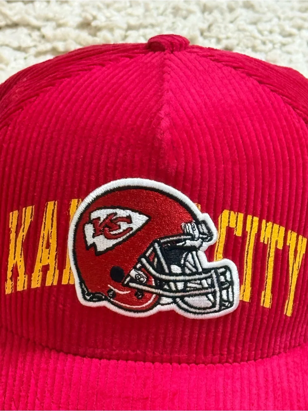 Mitchell & Ness Kansas City Chiefs Red Corduroy Arch Stamp Pro Pinch Snapback